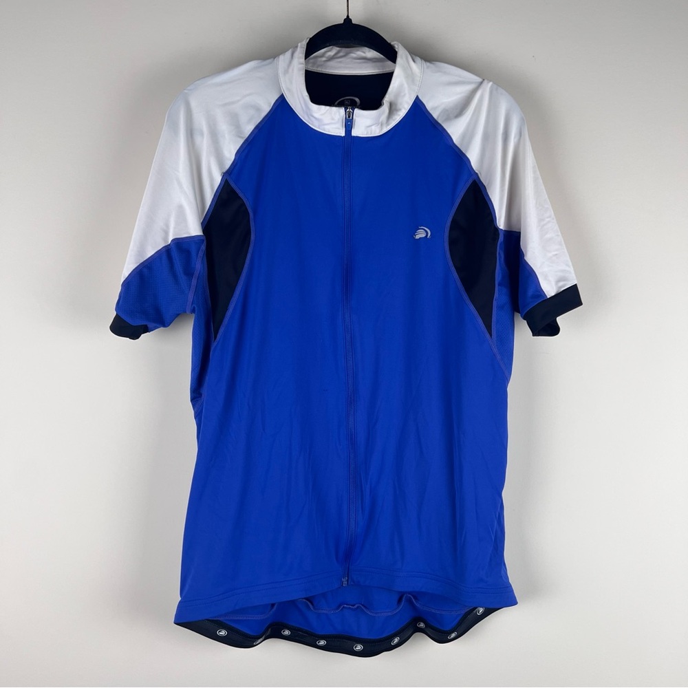Cycling Shirt With Pockets Performance Bicycle Blue and White Cycling Jersey XL